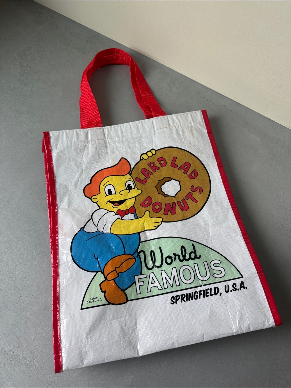 universal studios lard lad donuts the simpsons reusable large tote bag